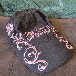 Nascar Racing Black Cap With Pink Embroidery And Rhinestones One Size Fits Most